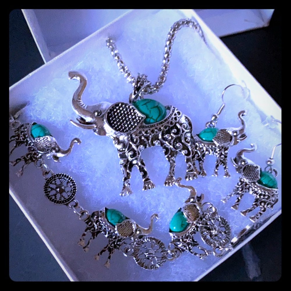 Gorgeous Elephant Necklace, Bracelet & Earrings!!